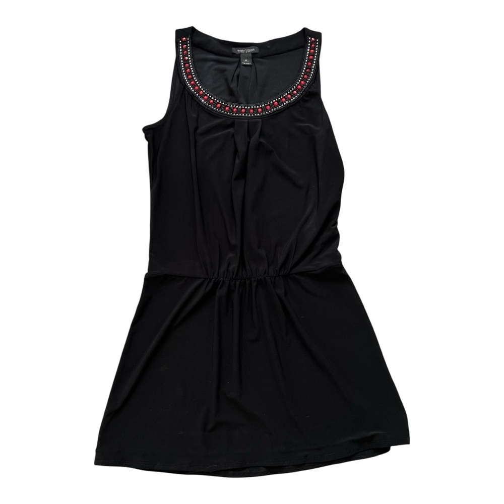 White House Black Market Black Sleeveless Jewel-Trim Neckline Dress- M